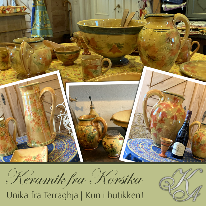 Terraghja keramik fra Korsika i super flotte gyldne farver