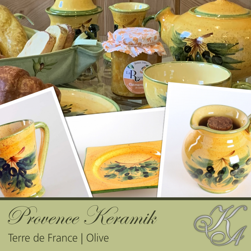 Terre de France keramik Olive. Smukt håndmalet fransk keramik