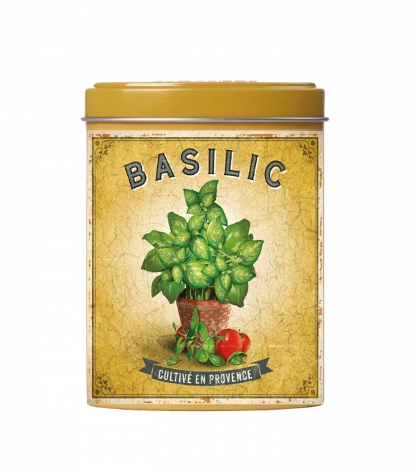ihærdige liner Og Basilic de Provence 20 g Basilikum i Metal Strødåse. Tørret basilikum fra  Provence i fin oval metal strødåse. God til f.eks. salat, tomat, paté, lyst  kød, fisk, suppe og infusion - te.