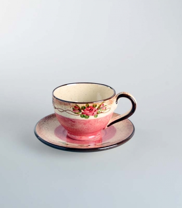 Tasse Cafe Ronde Rose Antique Provence Keramik
